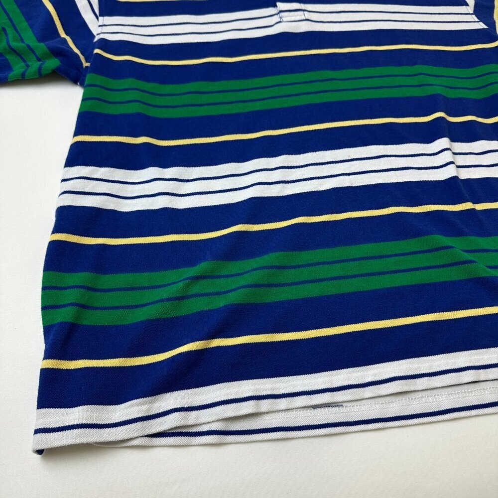 Black Lacquer Polo Shirt Mens 2XL Blue Green Yellow Striped Short Sleeve Casual - Picture 6 of 10